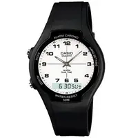 在飛比找PChome24h購物優惠-CASIO 酷炫經典指針雙顯錶-數字白面