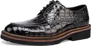 [Mokolife] Men's Crocodile Pattern Leather Dress Shoes Loafers,Formal Business Lace up Shoes for Men