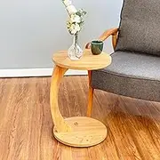 Ultimate Premium Products C-Shaped Round End Table with Rolling Wheels: A Movable, Space-Saving Side Table Perfect for Sofas, Living Rooms, Bedside Areas, and Optimizing Small Living Spaces | Brown