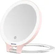WEILY Magnifying Makeup Mirror 10X/1X, Double Sided Tabletop Mirror with 3 Color Lights, Rechargeable LED Cosmetic Mirror for Makeup,Tweezing, Blackhead and Comedone Removal(Pink)