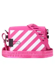 Off-White Flap Binder Clip Diag Fuchsia Leather Shoulder Bag