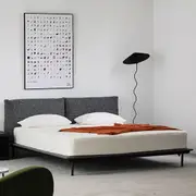 King Grey Platform Bed With Headboard Pillows