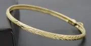Real 10k Yellow Solid Gold 5.5" Children's 3mm Leaf Charm Bangle Bracelet 2.3gr