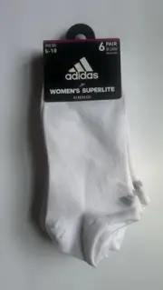 Adidas Women's Superlite No Show Socks Shoe Size 5-10. 6 Pair (New)