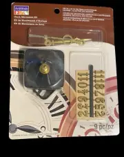 ArtMinds Clock Movement Kit 9 PC 1/4" Shaft Gold Numbers & Hands
