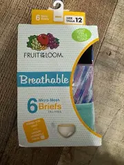 NWT Fruit of the Loom Girls 6 Pack Micro-Mesh Briefs Multi Girls Size 12