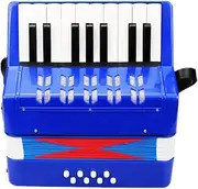 SaZaK Kids Children Accordion 17-Key 8 Bass Mini Small Accordion Educational Musical Instrument for Beginner Birthday Gift Blue