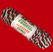 OLEFIN TWISTED HOLIDAY CORD Macrame VINTAGE RED GREEN WHITE 50 FT
