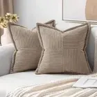 MIULEE Corduroy Pillow Covers with Splicing Set of 2 Super Soft Boho Striped ...