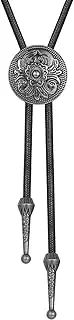 [Absbolo] Native American Bolo Tie Cowboy Hat Rodeo Cowboy Leather Necktie Western Necklace Western Jewelry for Men Women Silver, Silver