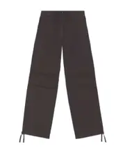 Washed Cotton Canvas Drawstring Pants EU42 Phantom Black