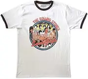 [Rock Off officially licensed products] The Rolling Stones Ringer T Shirt Some Girls Circle Official Unisex White XL