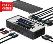 13-in-1 USB C Docking Station 3 Monitors 10Gbps SSD Enclosure 4K HDMI/DP MacBook