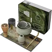 Zurucily 7Pcs Matcha Tea Set, Matcha Whisk Kit, Matcha Bowl Set, Matcha Ceremony Set (Green), 7x10 (A004)