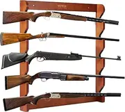 VEVOR Gun Rack, Wood Gun Rack Wall Mount, Gun Display Rack Holds 5 Rifles, Shotguns, 132 lb Heavy Duty Wall Storage Display Rifle Rack with Soft Padding