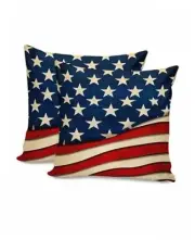 4th of July Pillow Covers 18x18 Inch Set of American Flag 18" x 18" (Pack of 2)