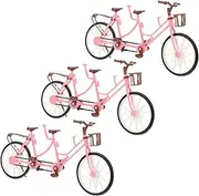 Two-Seater Bicycle Sculpture Art Ornaments Bike Sculpture Desktop Bike Model Mini Bike Bike Ornament Mini Accessory Bike Simulation Bike Abs Pink
