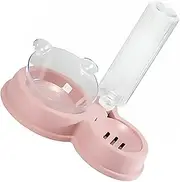Happyyami Pet Drinking Bowl Capacity Automatic Feeder with Ear Shaped and Cats Slip Base Easy to Clean Space Saving Dual Use Food and Water Bowl