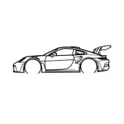Ignite Laser 911 GT3 RS model 992 Silhouette Metal Wall Art Painted] 47"/120cm