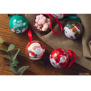 臺灣熱賣 聖誕節日裝飾品小精靈卡通馬口鐵圓球形創意糖果盒子禮品盒