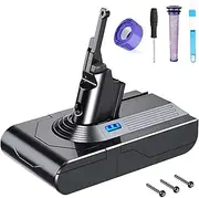 [FLYLINKTECH] 6000mAh V8 Battery Replacement for V8 SV10 Absolute Fluffy Animal Cord-Free Handheld Vacuum Cleaner with Installation Accessories