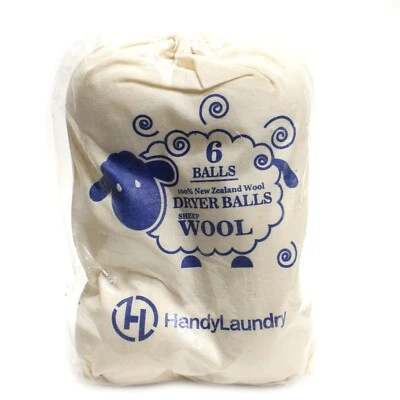 HandyLaundry Pack of 6 Sheep Wool Dryer Balls Natural Fabric Softener & Reusable