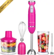 5-in-1 Electric Stick Blender, 800W, Stainless Steel, with Chopper & Whisk