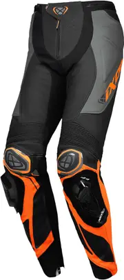 Ixon Vortex 3 Motorcycle Leather Pants, black-orange, Size M for Men Black Orange