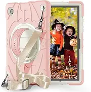 Nexue for Samsung Galaxy Tab A8 10.5 Inch Case 2022 SM-X200/X205/X207, Shockproof Case with 360 Rotating Stand/Hand Strap/Shoulder Strap Kids Students Galaxy Tab A8 10.5 in Tablet Case,Pink