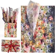 Tinoaly 30 Sheet Multicolor Flower Wrapping Tissue Paper, 19.69x13.78in, 46gsm, Ideal for Gift Wrapping, Crafts & Art Projects