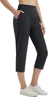 baleaf 20'' Golf Capri Womens Pants High Waist Stretchy Lightweight Casual Capris Zipper Pockets Quick Dry UPF 50+