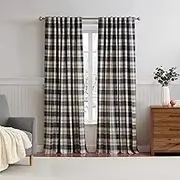 G.H. Bass & Co. Plaid Curtains - Lakeview - 2 Panels 50 x 84 Inches - Light Filtering Window Curtains for Living Room Bedroom - Rod Pocket/Back Tab Panel Pair, 95", Navy Blue
