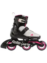 Rollerblade Microblade 3WD Girls Adjustable Inline Skates, Gray & Pink