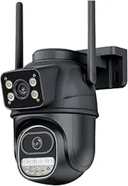 12MP 6K WiFi Surveillance Camera Outdoor Three Len Dual Screen PTZ CCTV Video Cam Security Protection Home Security Camera(U/K,8MP Add 32G)