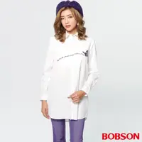 在飛比找momo購物網優惠-【BOBSON】女款蝴蝶刺繡蕾絲長版襯衫(37075-80)
