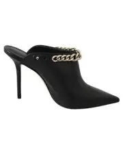 Jimmy Choo Chain Leather Mules High Heel Pointed Toe - Pumps - Black -Size 40
