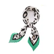 2PCS Designer Women Crinkle Scarf Square Silk Neck Scarves Female Leopard Print Hair Band Lady Pleated Scarfs