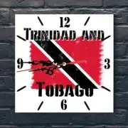 Trinidad Tobago Flag Wall clock patriots Wooden Tile Watch Support Décor