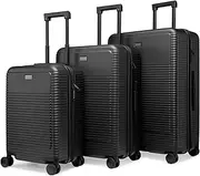 Passage 3 Piece Expandable Retro Spinner Luggage Set, Black, 3-Piece Set, Elle Passage 3 Piece Expandable Retro Spinner Luggage Set