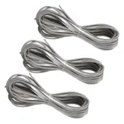 3pcs 3mm x 5 Yards Leather Cord for Necklace Bracelet, Silver Tone