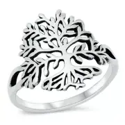 Tree of Life Ring Genuie Sterling Silver 925 Oxidized Face Height 17 mm Size 10