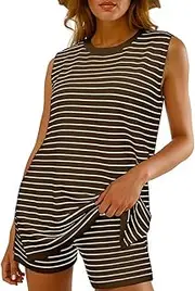 Glamaker Women's 2 Piece Short Sets Summer Lounge Sets Sweater Knit Beach Vacation Matching Sets Travel Outfits