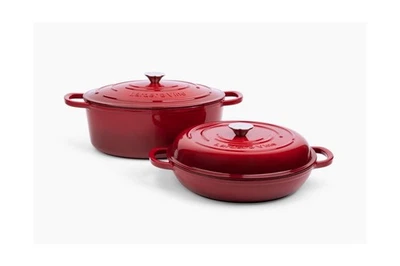 Larder & Vine 4-Piece Enameled Cast Iron Cookware Set: 8 Quart Dutch Oven wit...