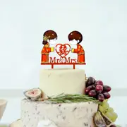 Chinese Bride Groom Double Happiness Mr & Mrs Cake Topper