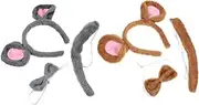 [Parliky] Halloween Mouse Ears Headband Plush Rat Tail Bow Tie Comfortable and Chic for Boys and Girls and Adults
