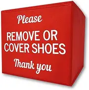 RE Goods Shoe Cover Box | Disposable Shoe Bootie Holder for Realtor Listings and Open Houses | Please Cover or Remove Shoes Bin | Shoe Bootie Box (Red)