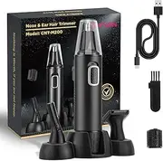Nose Hair Trimmer for Men 2023 Professional Nose Trimmer Rechargeable Painless Eyebrow Ear and Facial Hair Trimmer Nose Clippers Wet Dry Use,IPX7 Waterproof,Black