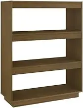 Bookcase & Room Divider - Solid Pinewood Book Cabinet, 80x35x103 cm Honey Brown, Sturdy Standing Shelf for Living Room, Bedroom or Office, Space-Saving Storage Solution