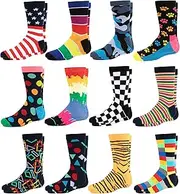 [Mitch Bogen] Boy's Novelty Crew Dress Fun Design Socks 12 Pairs Assorted Sports Shape Pattern