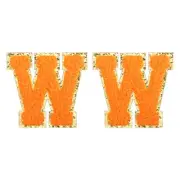 Chenille Letter Patches 2.2" Letter W Embroidered Patch (Orange, Pack of 2)
